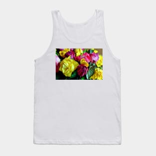 Yellow Pink Red Rose's Summer Flowers Tank Top